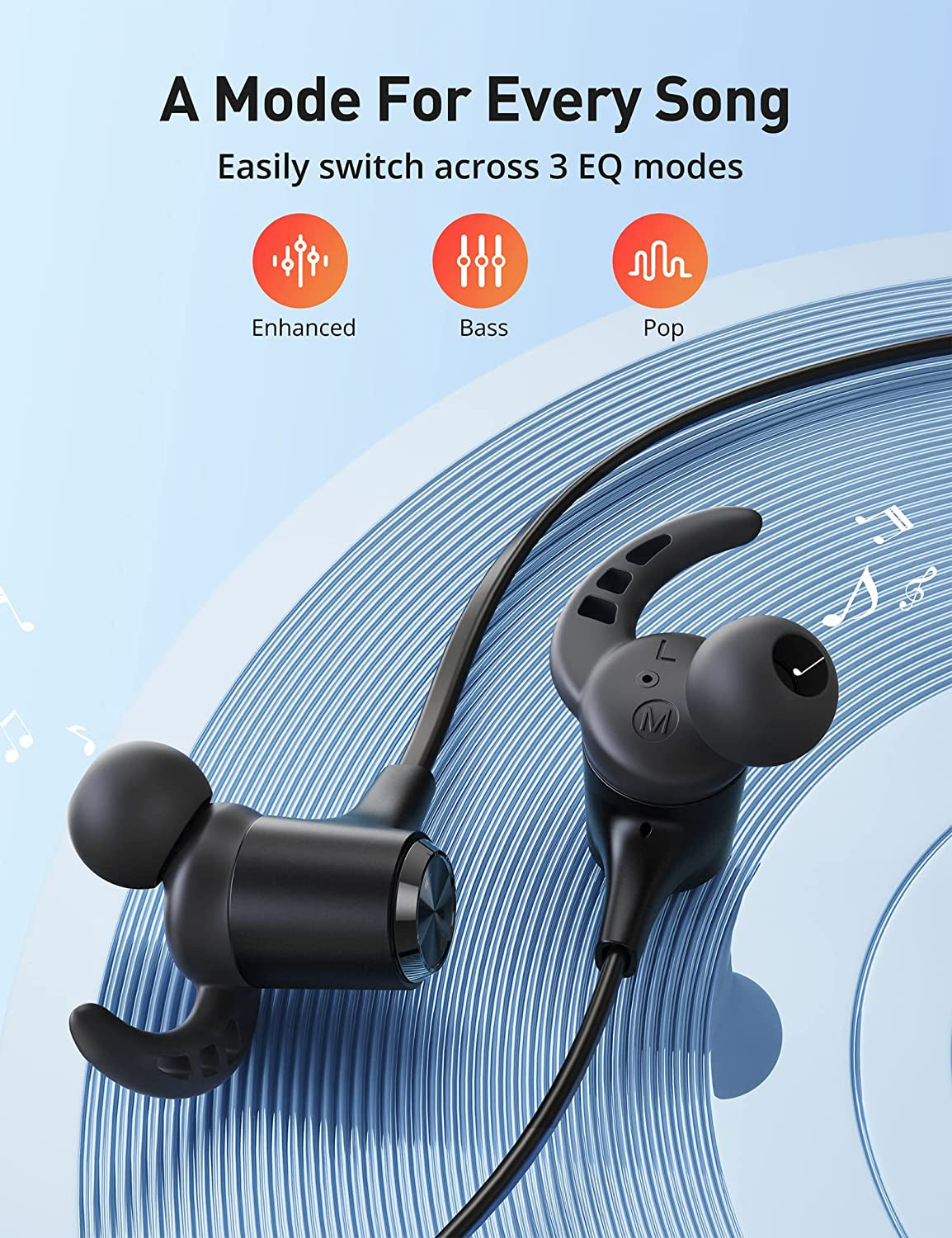 Bluetooth Headphones, Bluetooth 5.2 Stereo Aptx Wireless Earbuds Bass Magnetic Neckband IPX7 Waterproof Bluetooth Earbuds Bulit-In Mic with 24H Playtime, Lightweight Earphones for Sport, Gym, Running