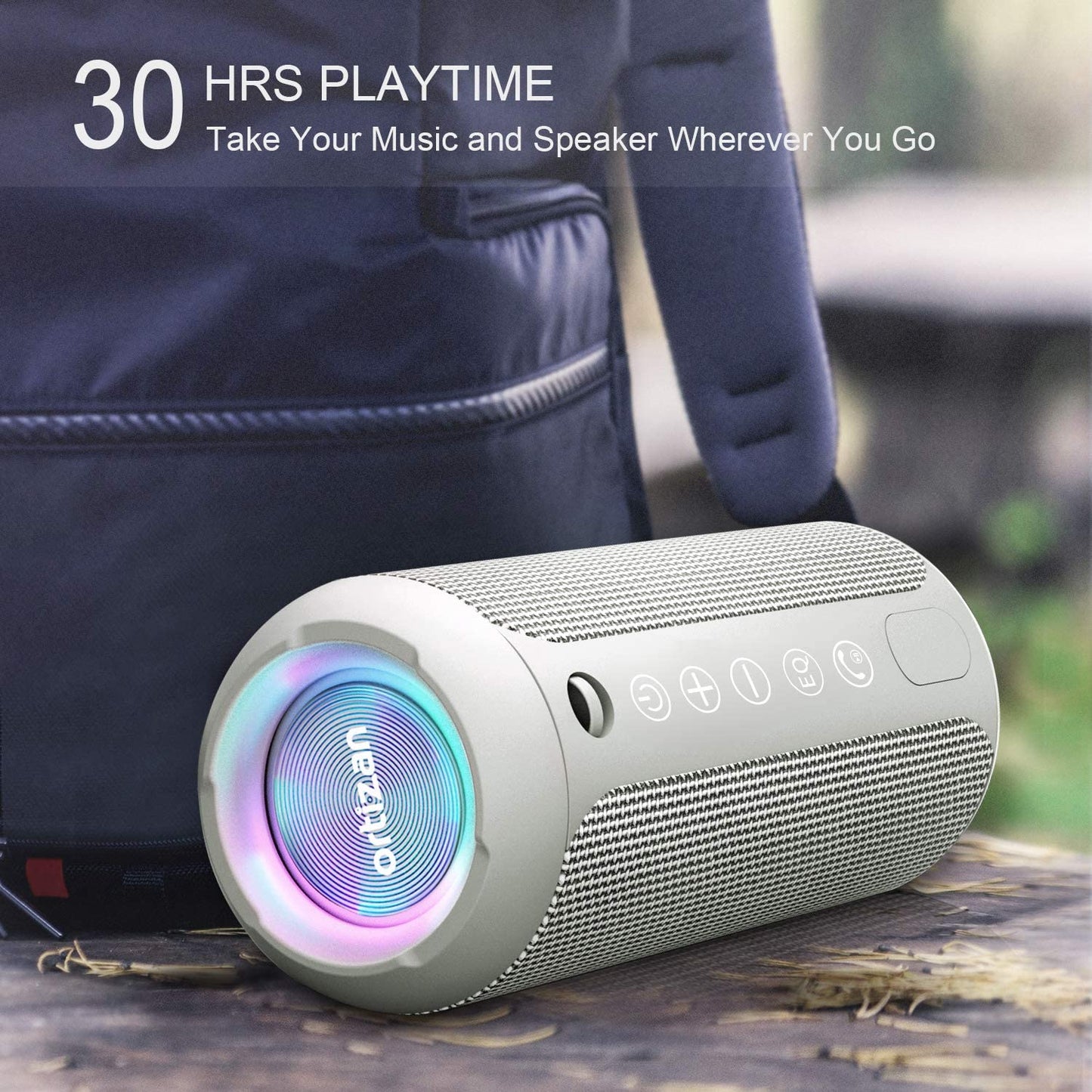 Portable Bluetooth Speaker, IPX7 Waterproof Wireless Speaker with 24W Loud Stereo Sound, Outdoor Speakers with Bluetooth 5.0, 30H Playtime,66Ft Bluetooth Range, Dual Pairing for Home